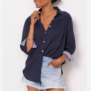 Michael Stars Robyn button up top navy blue cotton L